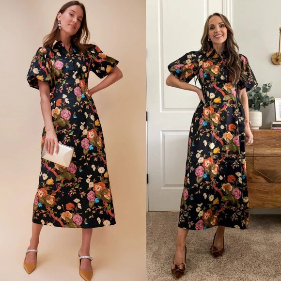 Tuckernuck Delaney Baroque Midi Dress Black Floral Size XS - Picture 10 of 10